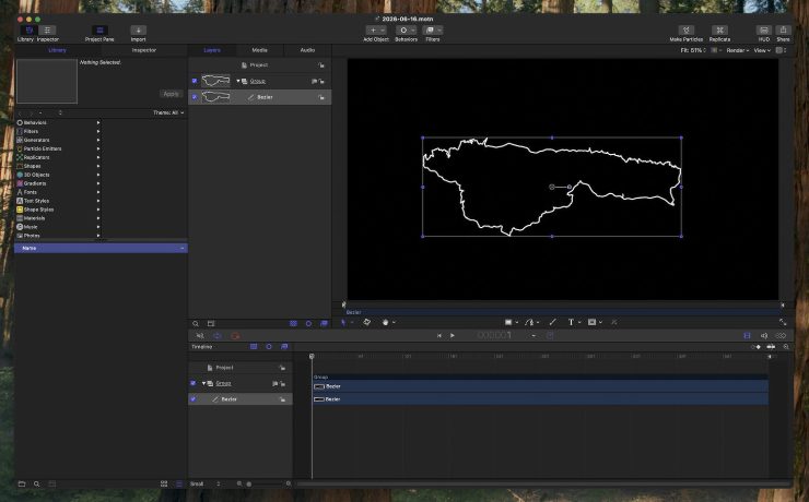 Screenshot of the converted bezier curve in Apple Motion
