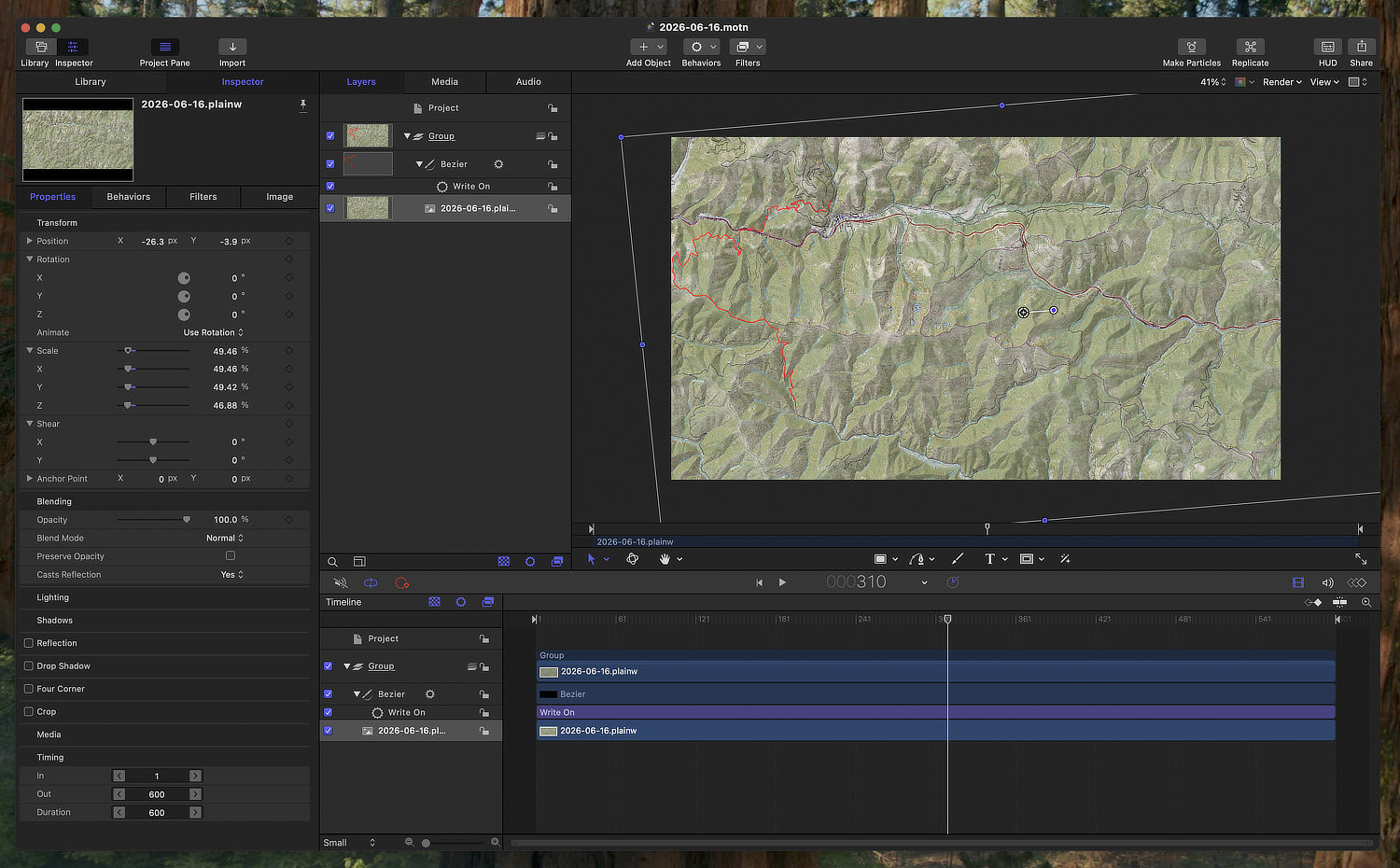Screenshot of finished Apple Motion project