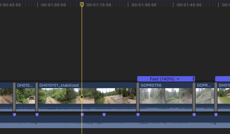 Screenshot of clips aligned to music markers