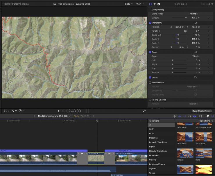 Screenshot of a map segment in Final Cut Pro